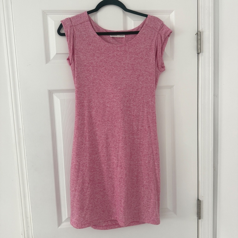 Athleta Pink‎ Charisma Dress Heathered Sleeveless T-Shirt Casual S Open Back